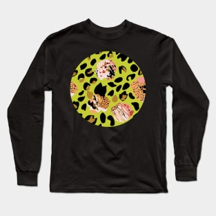 Modern abstract rose and leopard texture Long Sleeve T-Shirt